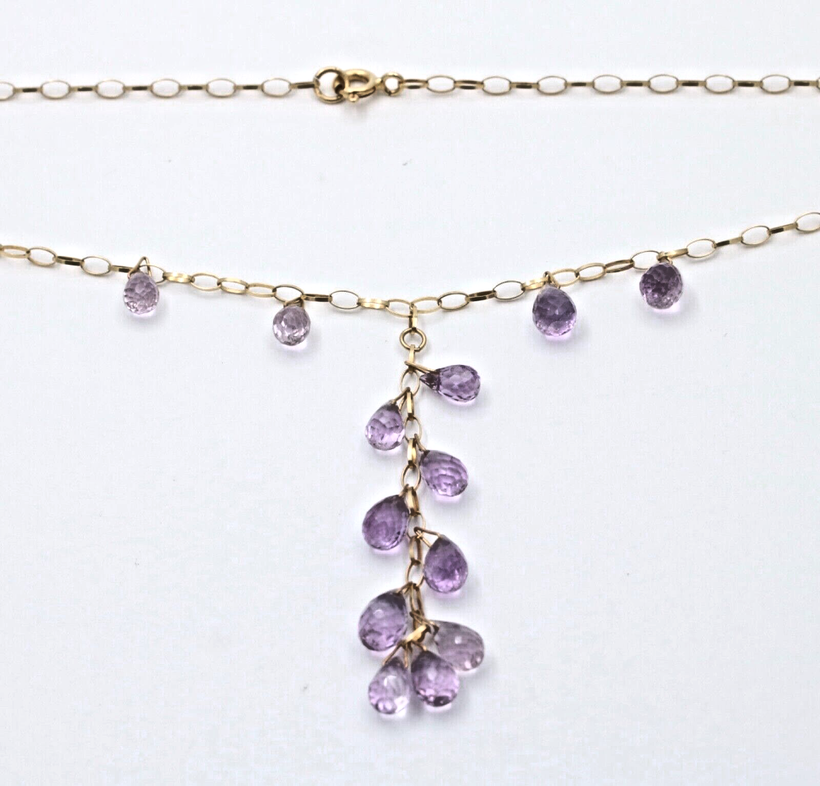 Vintage Amethyst 14K Yellow Gold Droplet Necklace