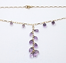 Load image into Gallery viewer, Vintage Amethyst 14K Yellow Gold Droplet Necklace
