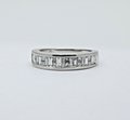 Vintage Baguette Table Cut Diamonds 14K White Gold Band Ring