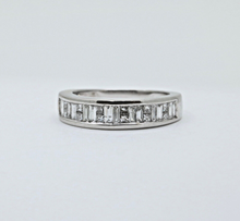 Load image into Gallery viewer, Vintage Baguette Table Cut Diamonds 14K White Gold Band Ring
