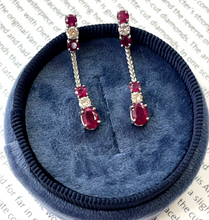 Load image into Gallery viewer, Vintage 14K White Gold Ruby &amp; Diamond Dangling Earrings
