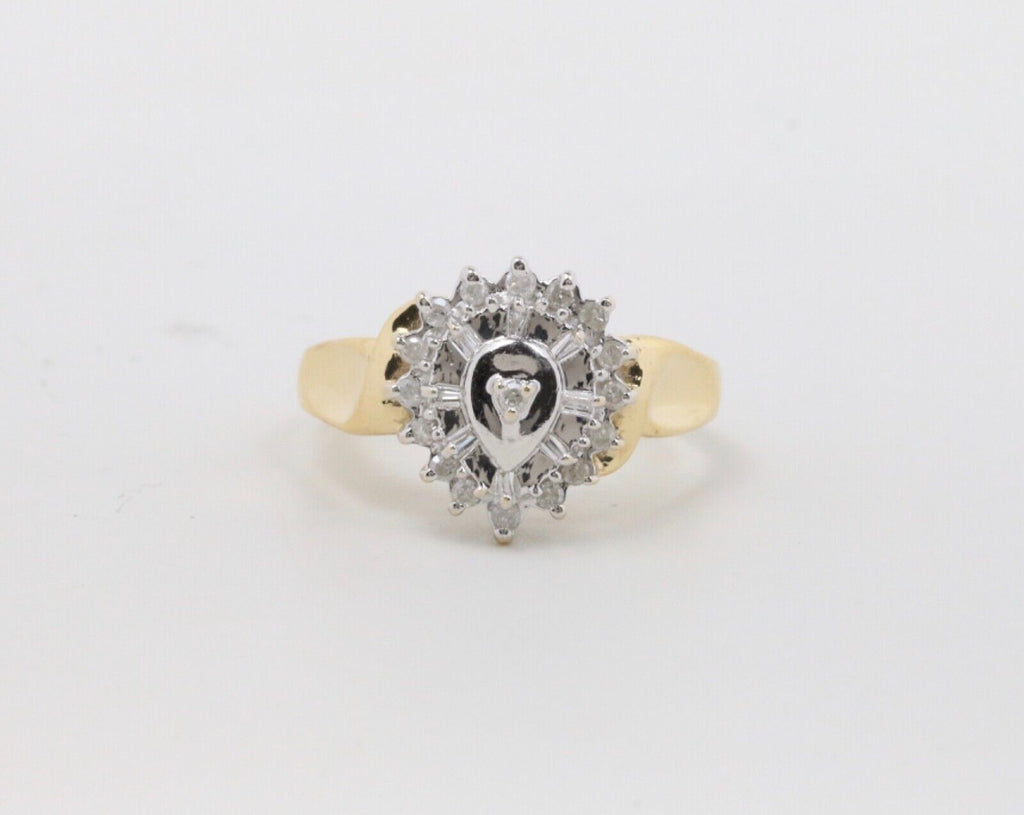 Vintage 10K Yellow & White Gold DIamond Ring