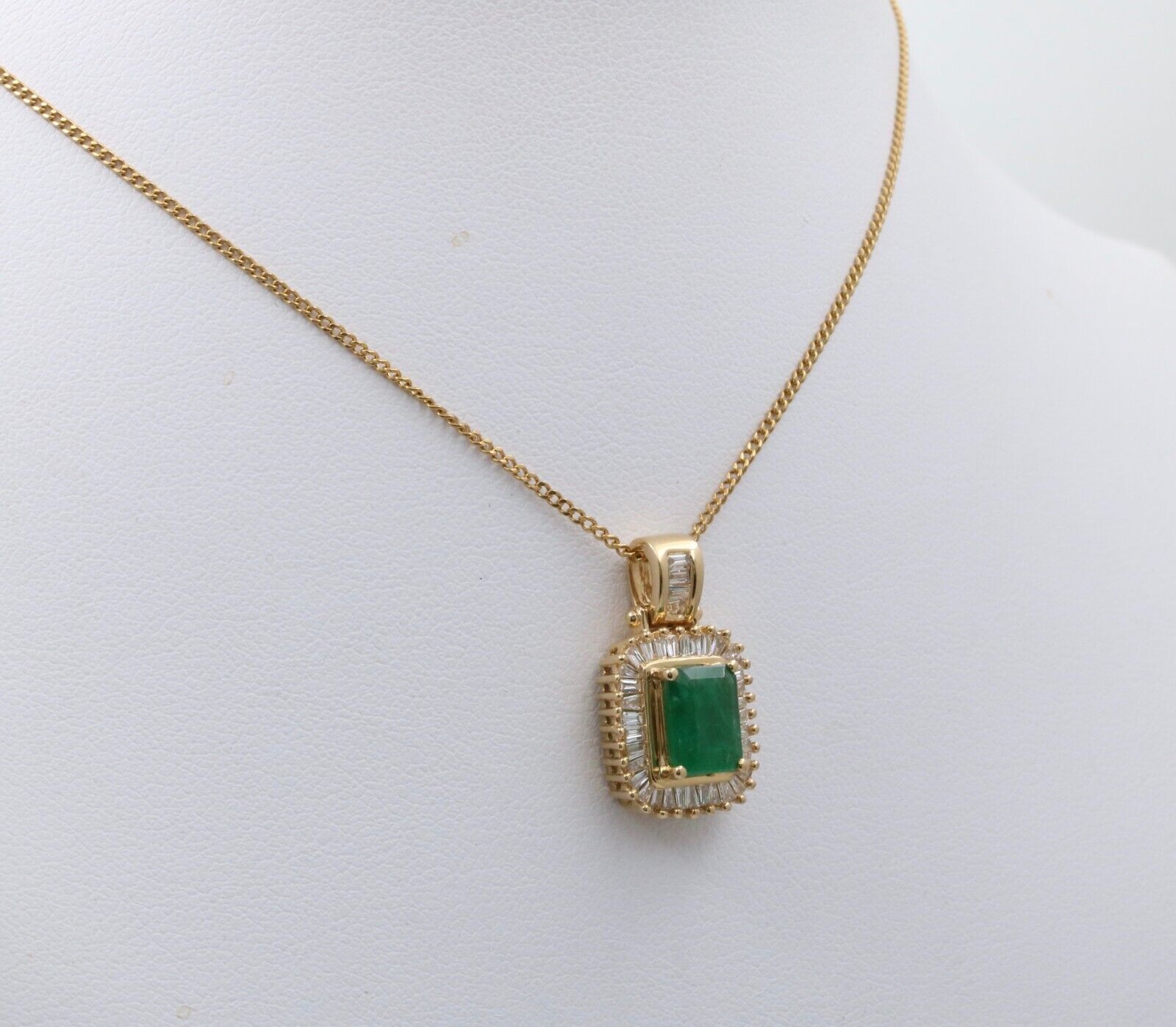 Vintage Emerald & Diamond 14K Yellow Gold Pendant
