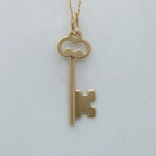 Load image into Gallery viewer, Vintage Skeleton 14K Yellow Gold Key Charm Pendant
