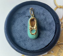 Load image into Gallery viewer, Vintage 14K Yellow Gold Enamel Baby Shoe Charm Pendant
