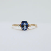 Load image into Gallery viewer, Vintage 14K Yellow Gold Sapphire &amp; Diamond Ring, Engagement Ring
