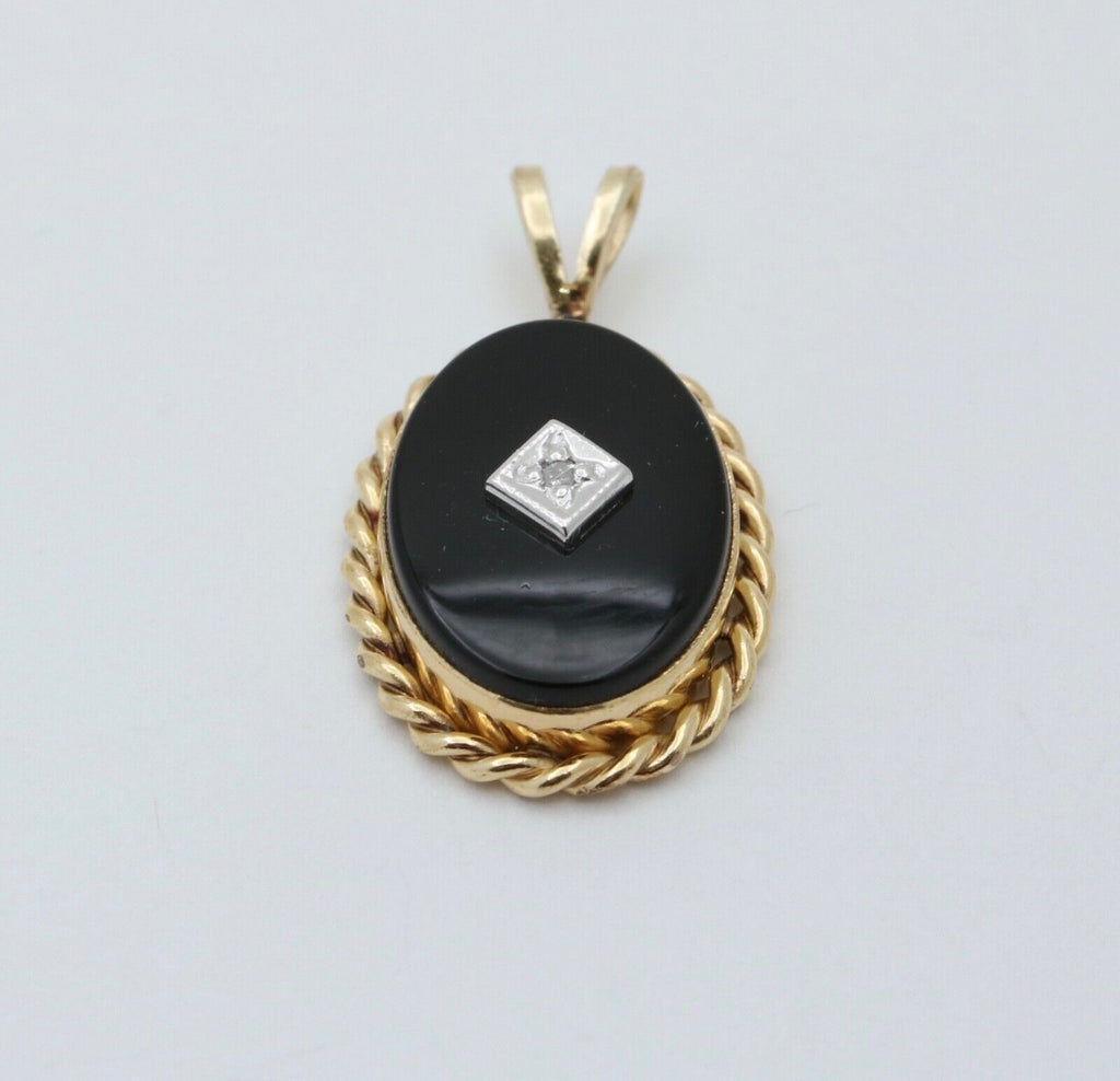 Vintage Onyx & Diamond Charm Pendant
