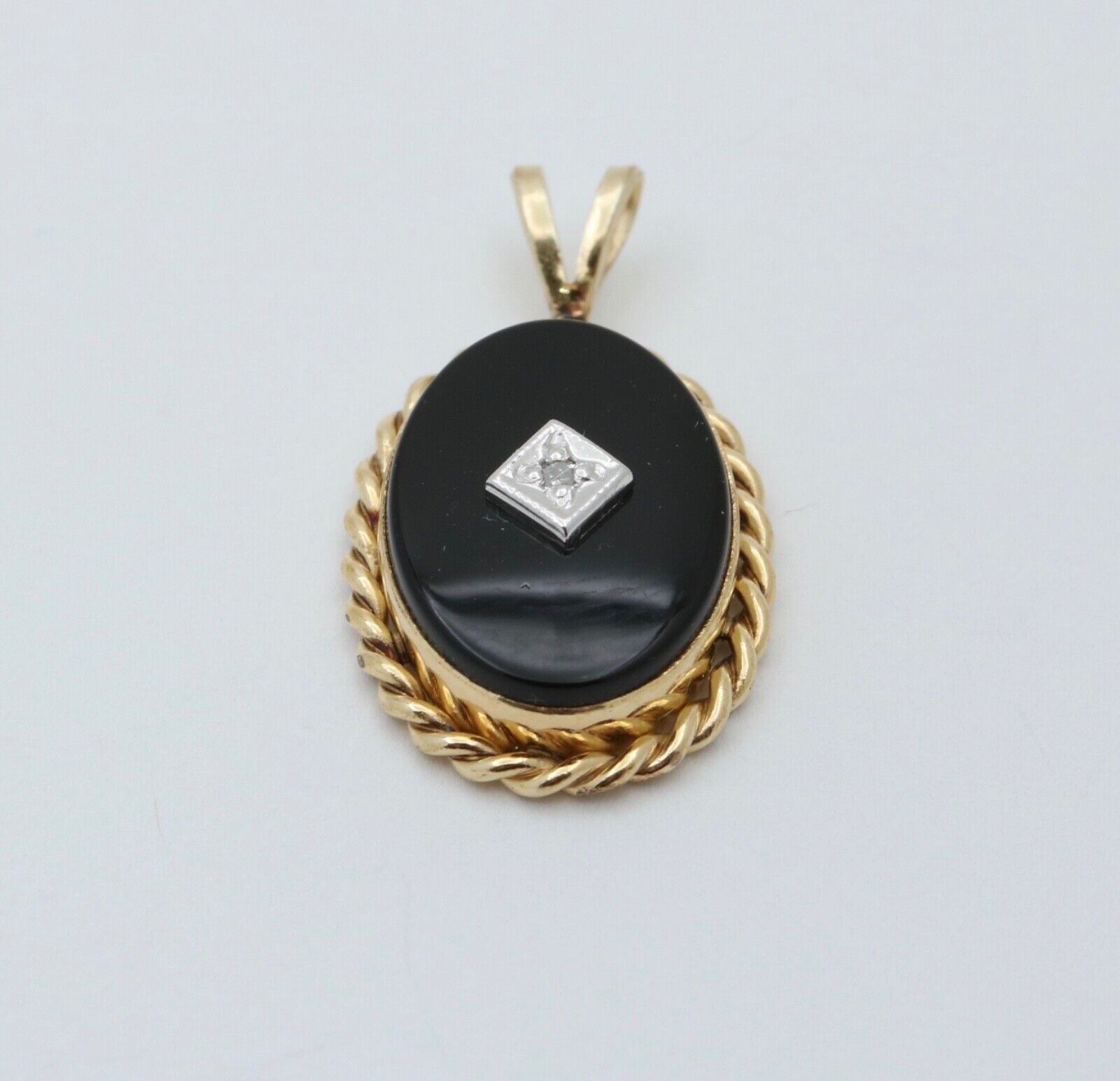 Vintage Onyx & Diamond Charm Pendant