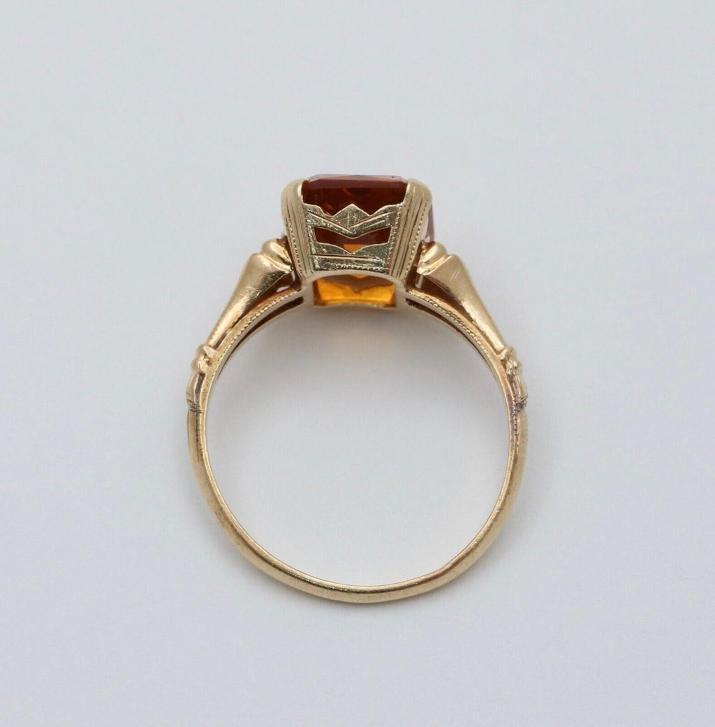 Vintage 14K Yellow Gold Citrine Solitaire Ring