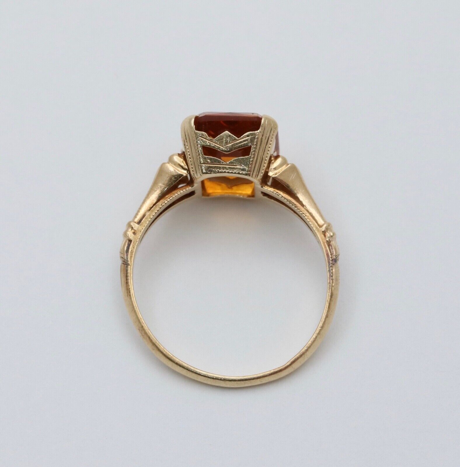 Vintage 14K Yellow Gold Citrine Solitaire Ring