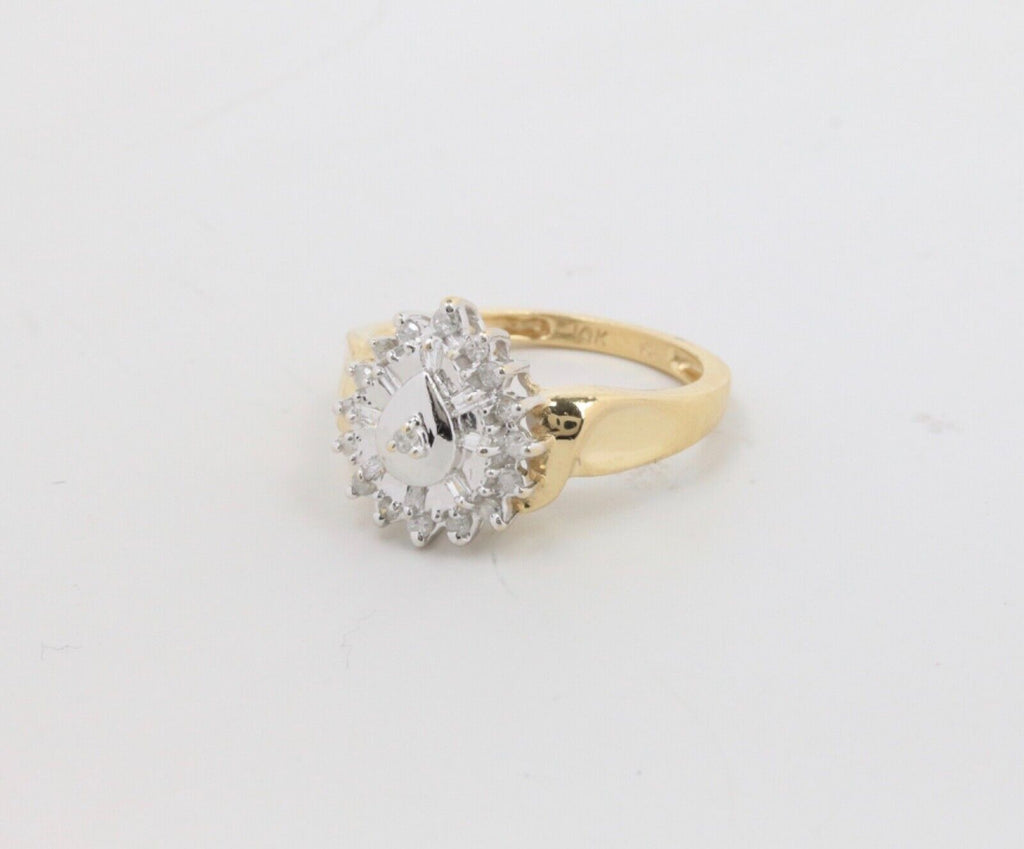 Vintage 10K Yellow & White Gold DIamond Ring