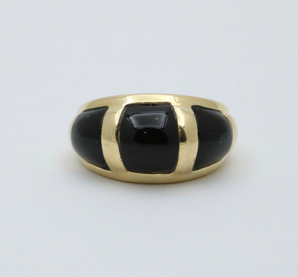 Vintage 14K Yellow Gold Black Onyx Dome Ring