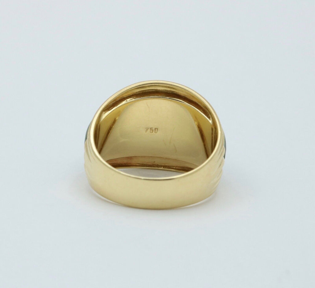 Vintage Spinach Nephrite Jade 18K Yellow Gold Ring