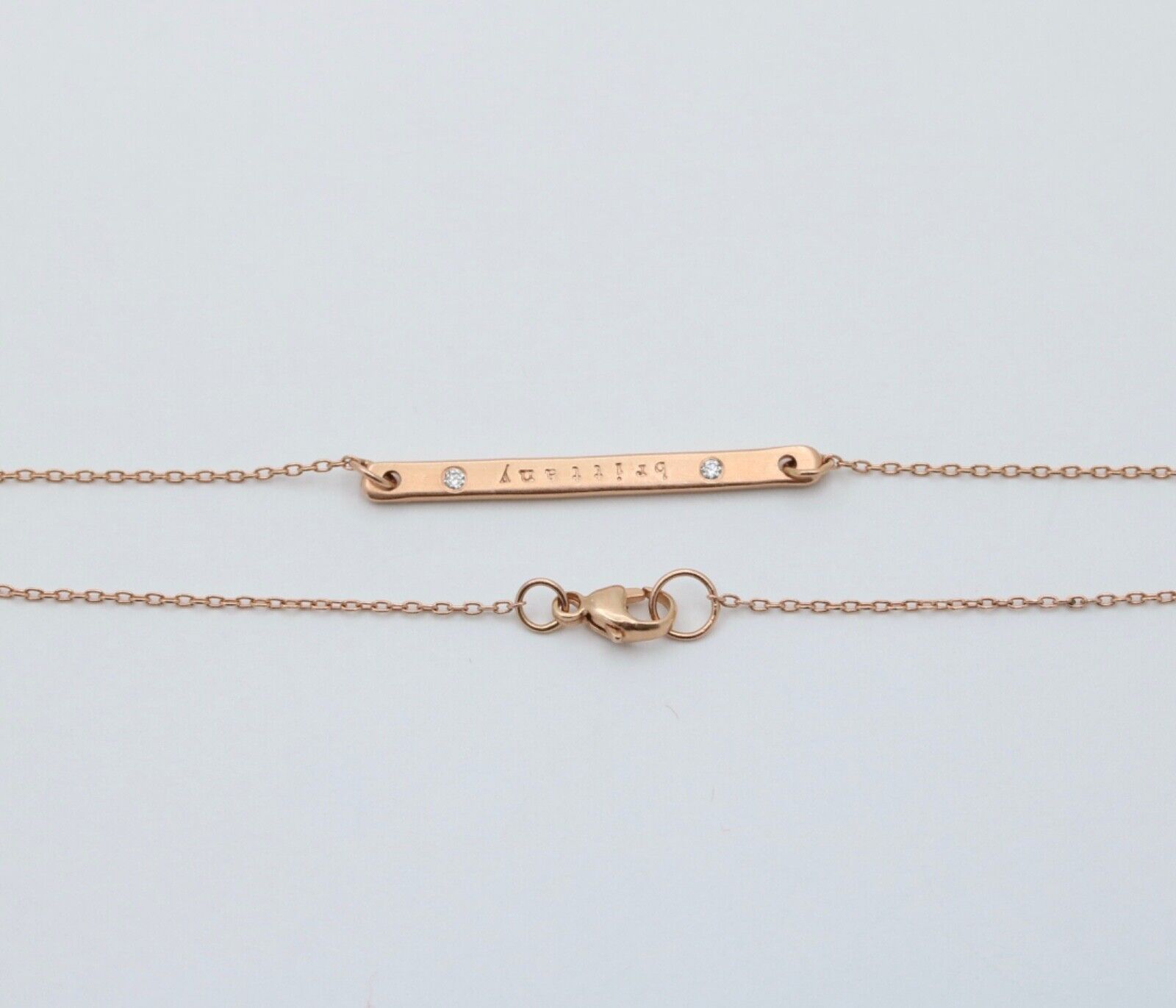 Vintage 14K Pink Gold Name “Brittany” Diamond Bar ID Bracelet
