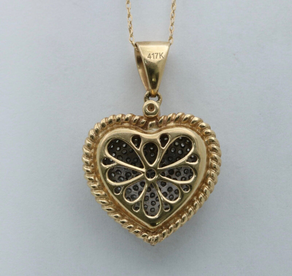 Vintage 10K Yellow & White Gold Diamond Heart Charm