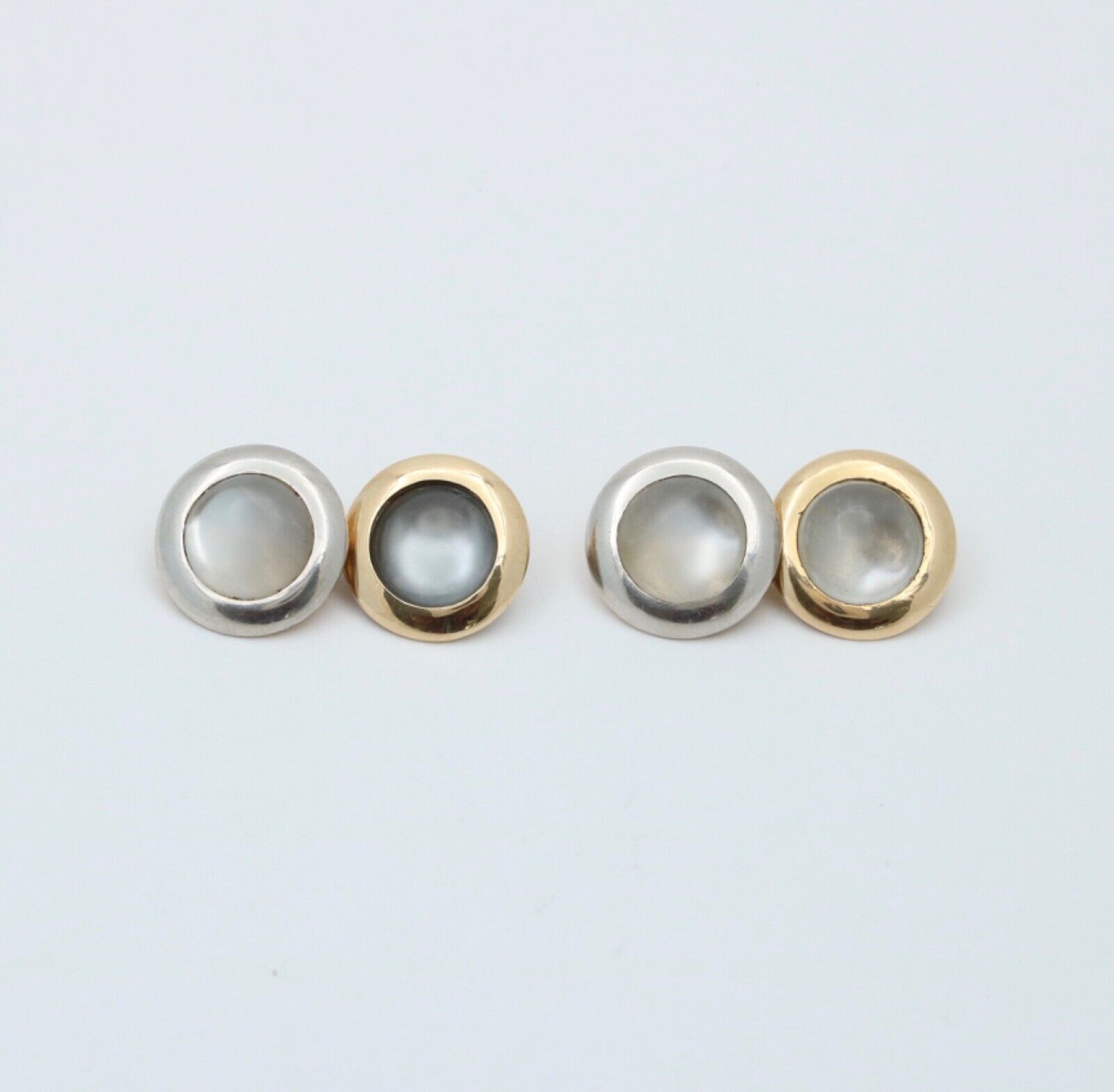 Vintage 18K White & Yellow Gold Moonstone Cufflinks
