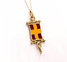 Load image into Gallery viewer, Vintage Nautical Flag 18K Yellow Gold Enamel Pendant Charm
