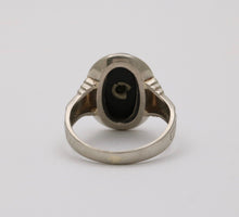 Load image into Gallery viewer, Art Deco Black Onyx Diamond 14K White Gold Ring
