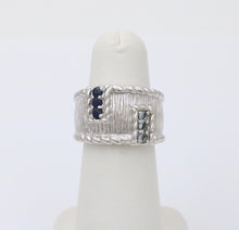 Load image into Gallery viewer, Judith Ripka 925 Sterling Silver Synthetic Stones Wide Band Ring
