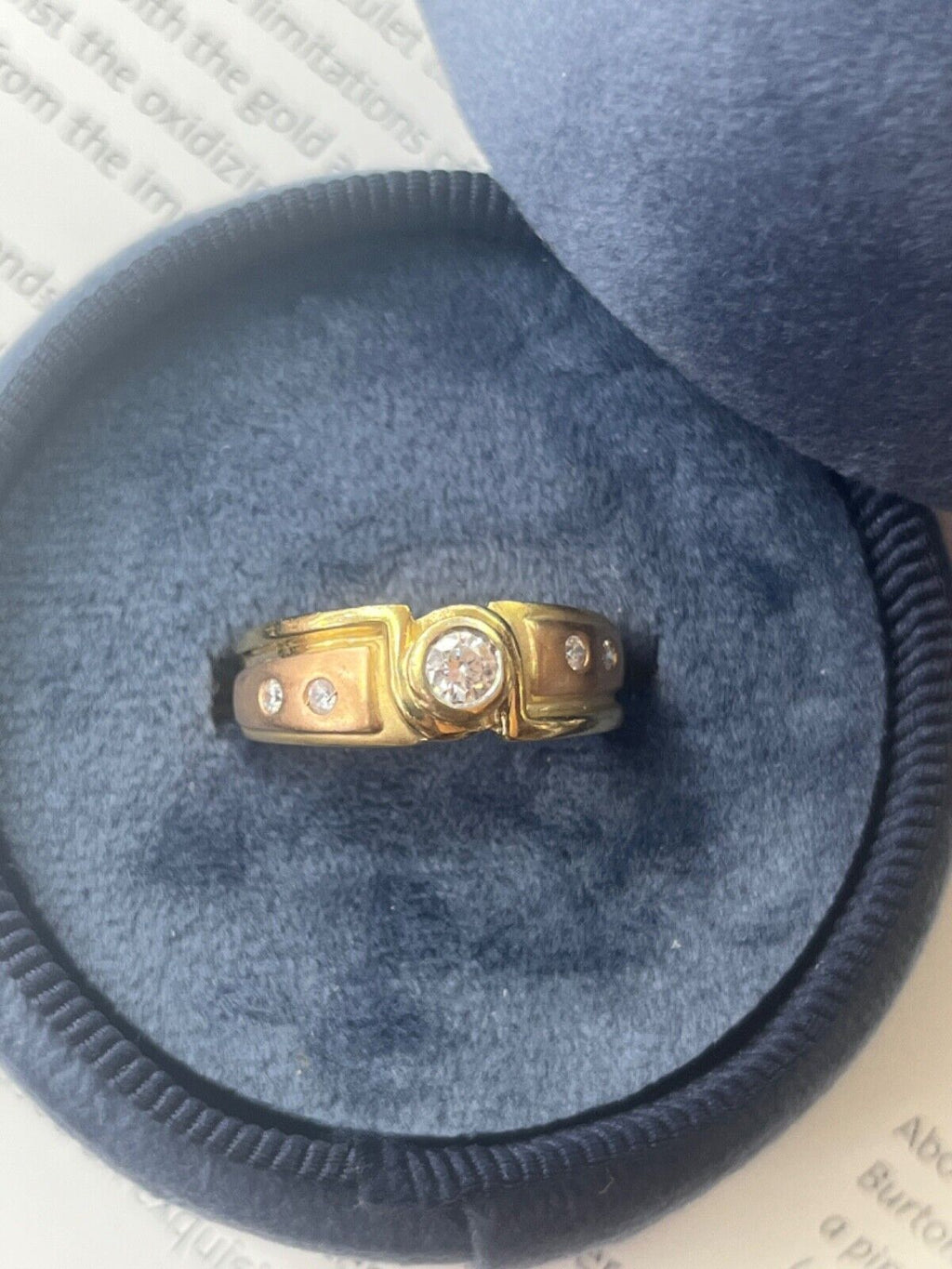 Vintage 14K Yellow & Pink Gold Diamond Band