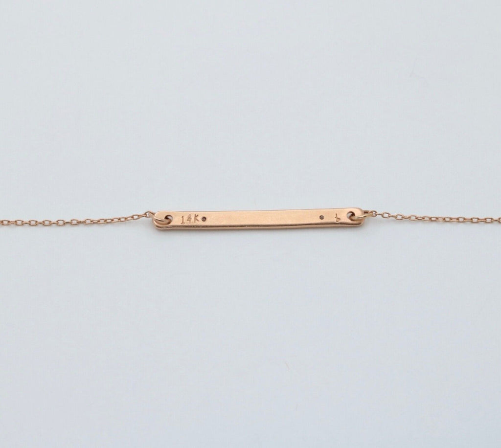 Vintage 14K Pink Gold Name “Brittany” Diamond Bar ID Bracelet