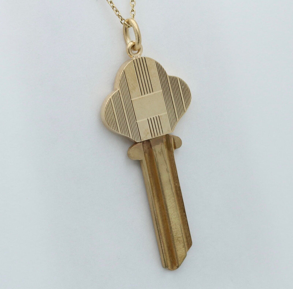 Art Deco Key & Key Cap 14K Yellow Gold Pendant