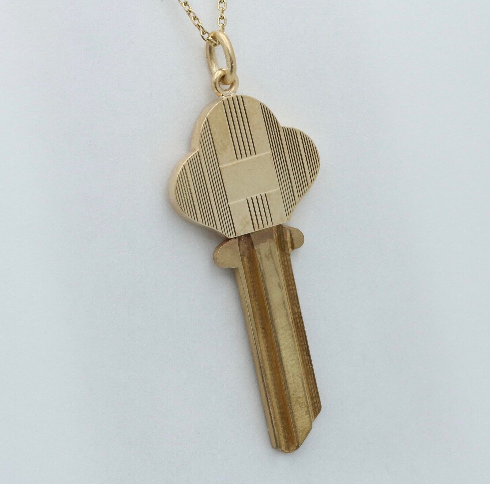Art Deco Key & Key Cap 14K Yellow Gold Pendant