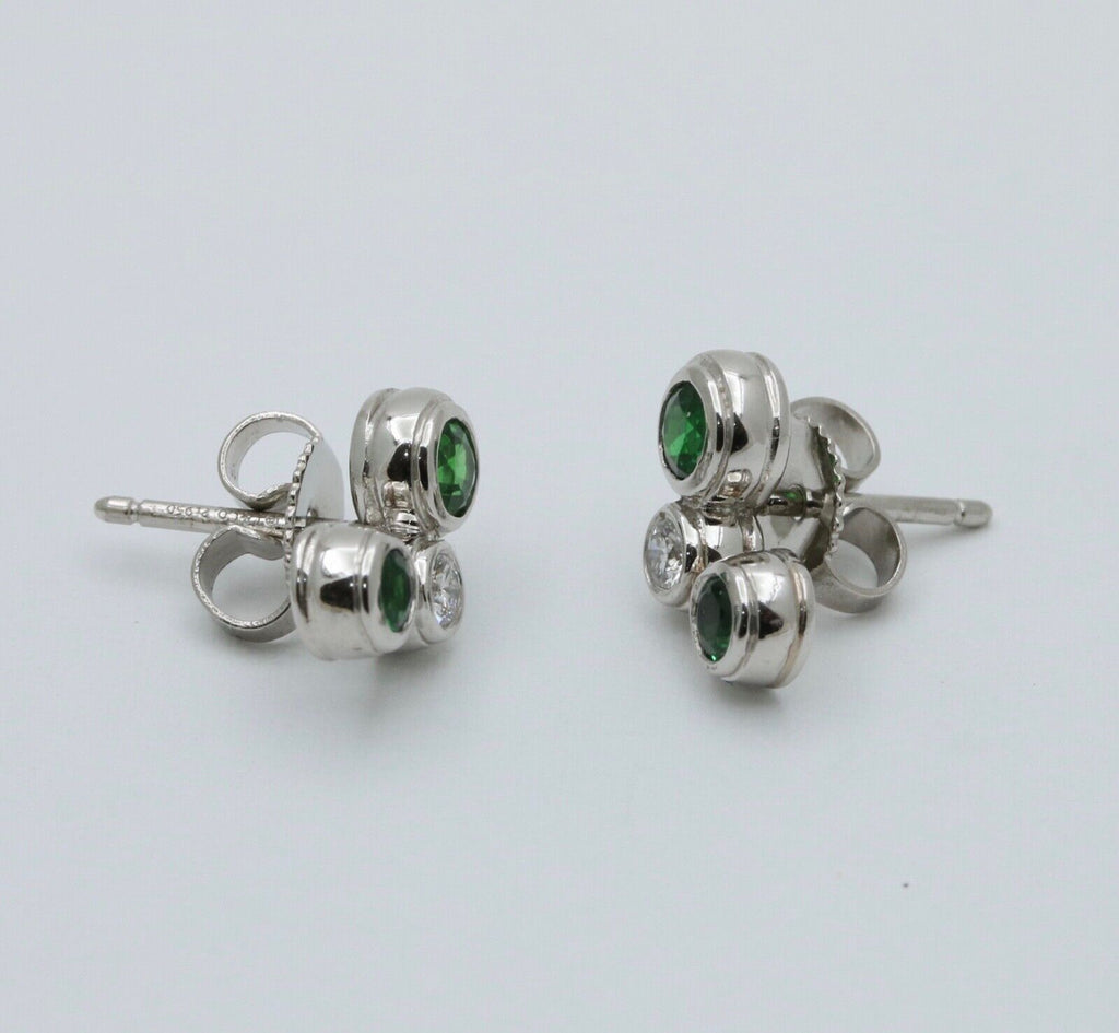 Tiffany and Co. Tsavorite Diamond Platinum Earring Studs