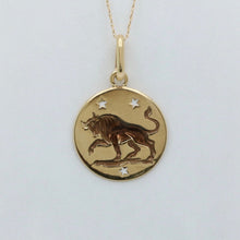 Load image into Gallery viewer, Vintage 14K Yellow Gold Zodiac Taurus Enamel Charm Pendant
