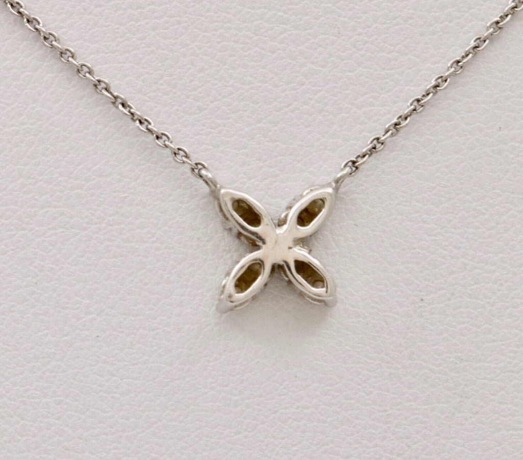 Vintage Diamonds 14K White Gold Italian Clover Pendant Chain