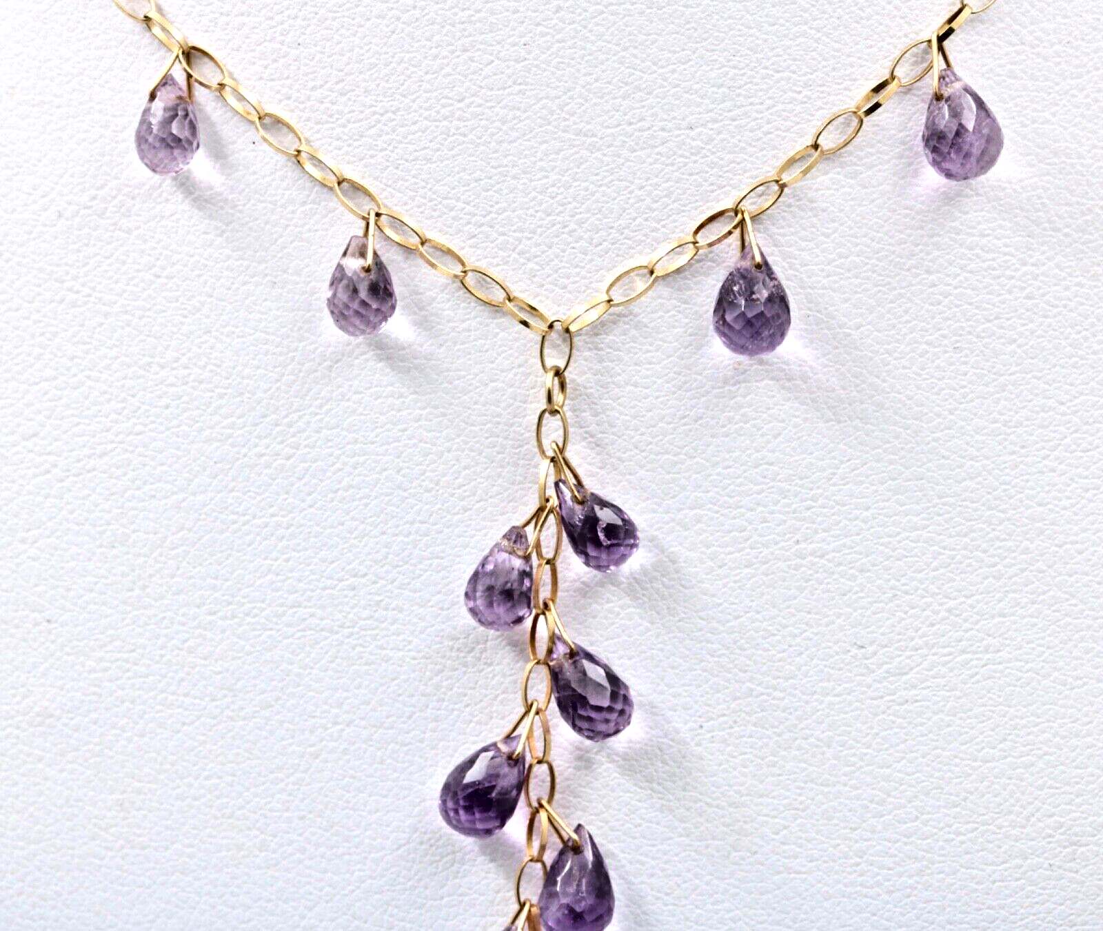 Vintage Amethyst 14K Yellow Gold Droplet Necklace