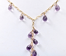 Load image into Gallery viewer, Vintage Amethyst 14K Yellow Gold Droplet Necklace
