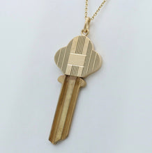 Load image into Gallery viewer, Art Deco Key &amp; Key Cap 14K Yellow Gold Pendant
