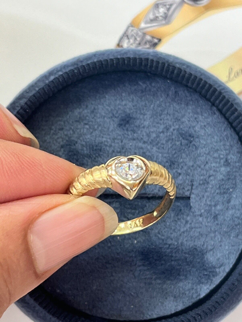 Vintage 14K Yellow Gold Diamond Heart Ring