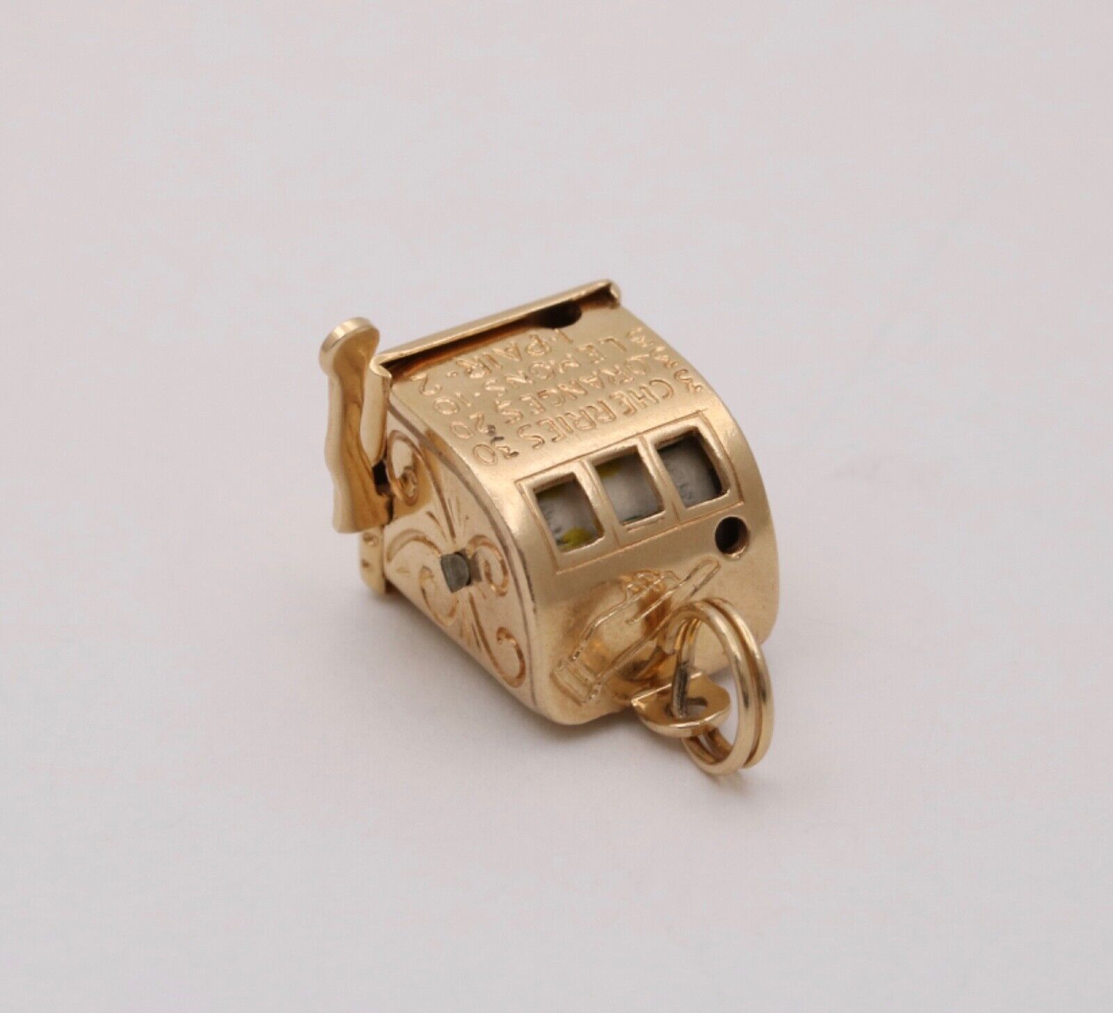 Vintage Slot Machine Moveable 14K Yellow Gold Pendant Charm