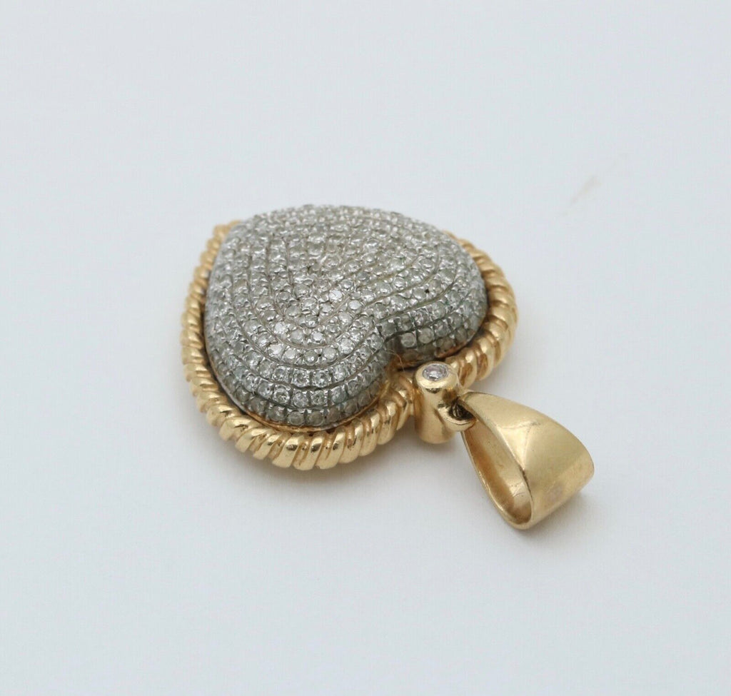 Vintage 10K Yellow & White Gold Diamond Heart Charm