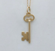 Load image into Gallery viewer, Vintage Skeleton 14K Yellow Gold Key Charm Pendant
