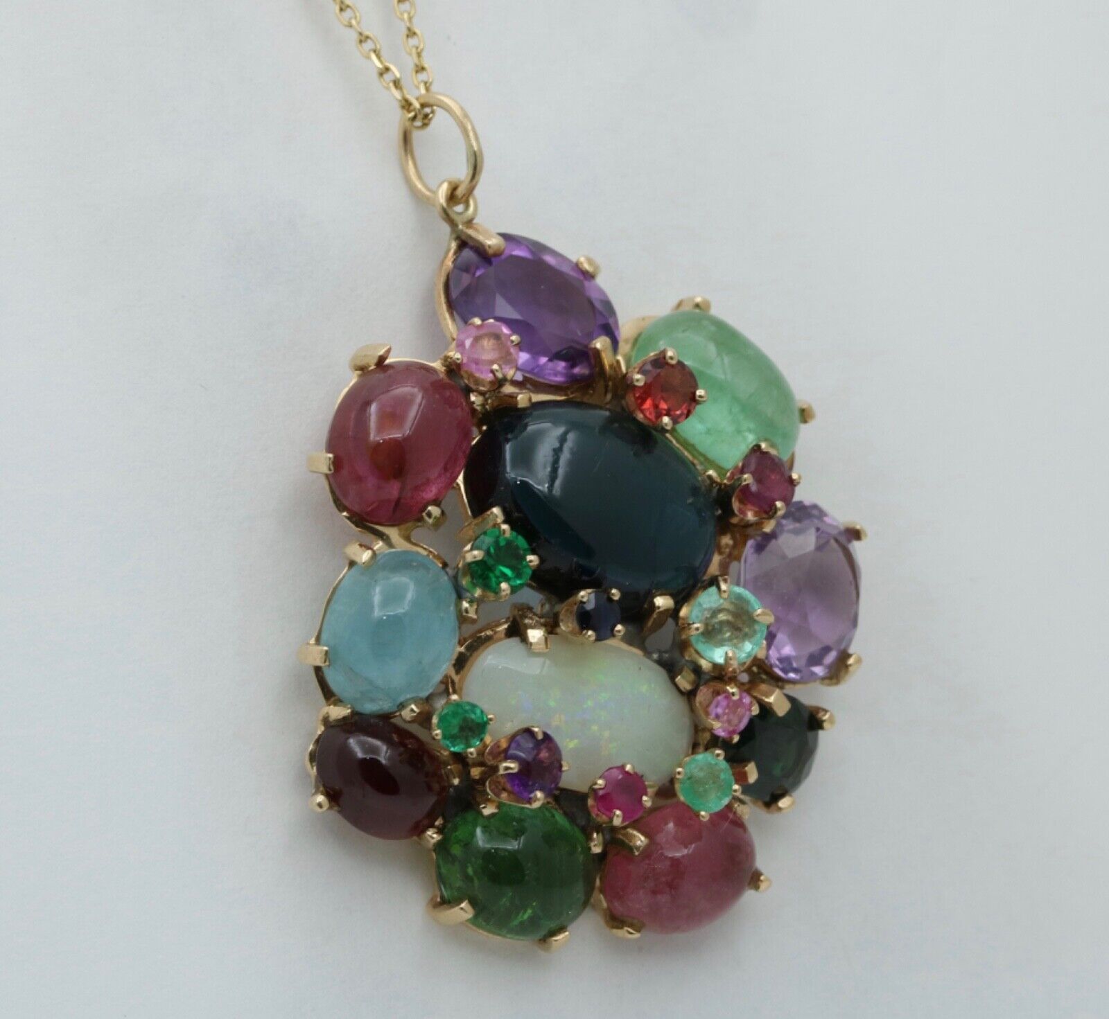 Vintage Multi-stone 14K Yellow Gold Pendant