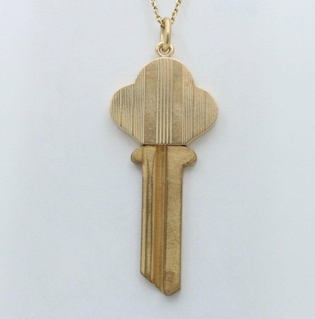 Art Deco Key & Key Cap 14K Yellow Gold Pendant
