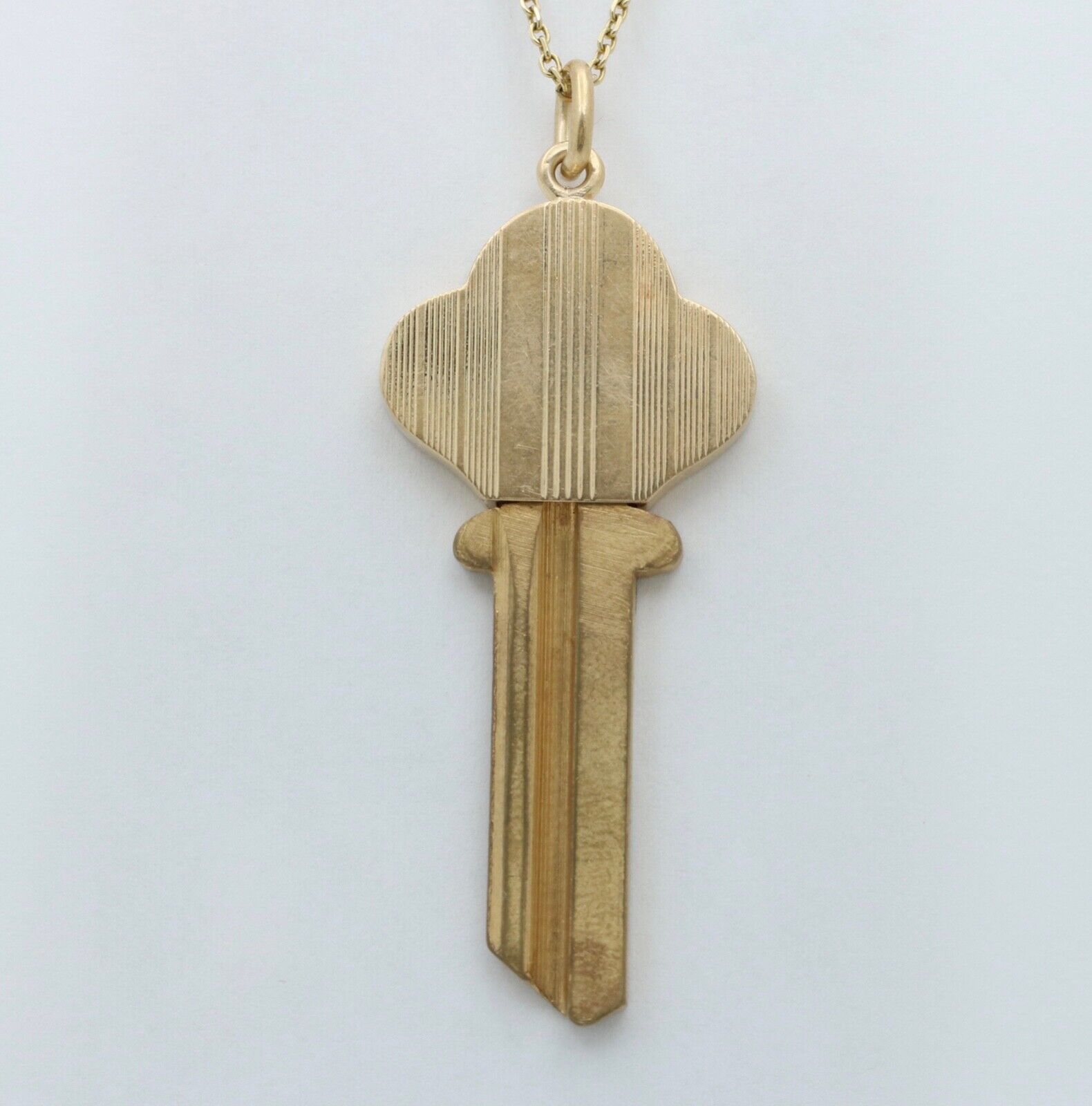Art Deco Key & Key Cap 14K Yellow Gold Pendant