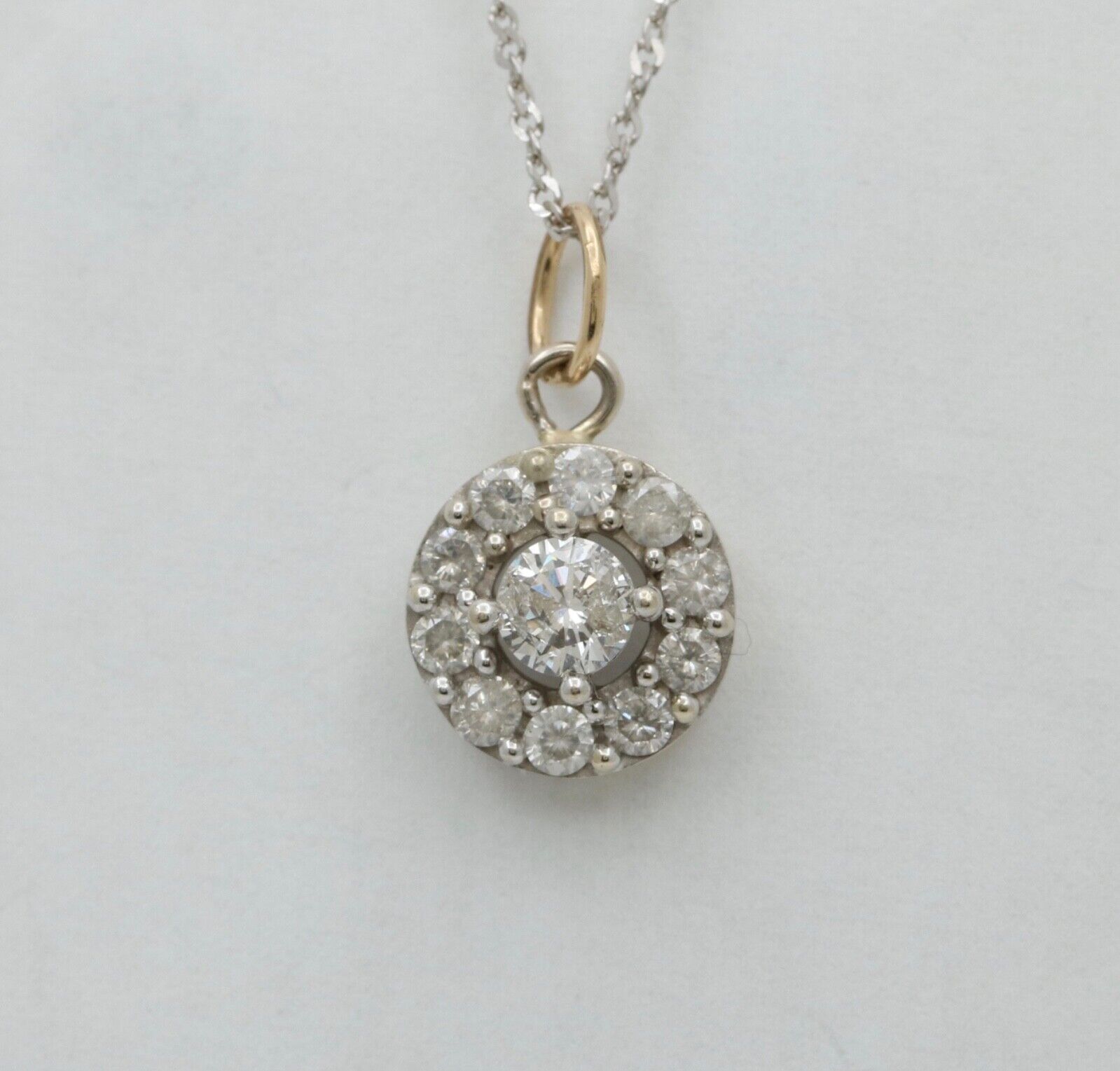 Vintage Art Deco Inspired Diamond 14K White Gold Pendant