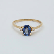 Load image into Gallery viewer, Vintage 14K Yellow Gold Sapphire &amp; Diamond Ring, Engagement Ring
