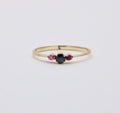 Vintage Blue Sapphire Ruby 14K Yellow Gold Ring
