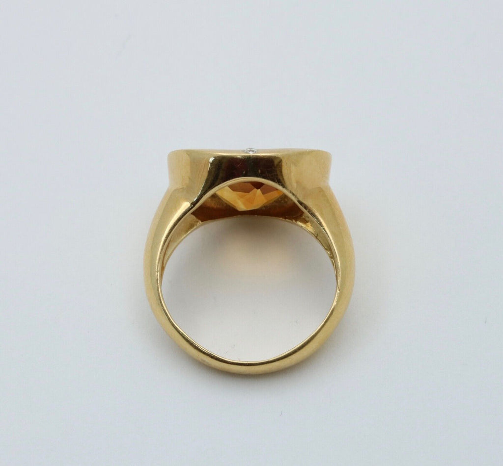 Vintage Unisex Citrine Diamonds 18K Yellow Gold Ring