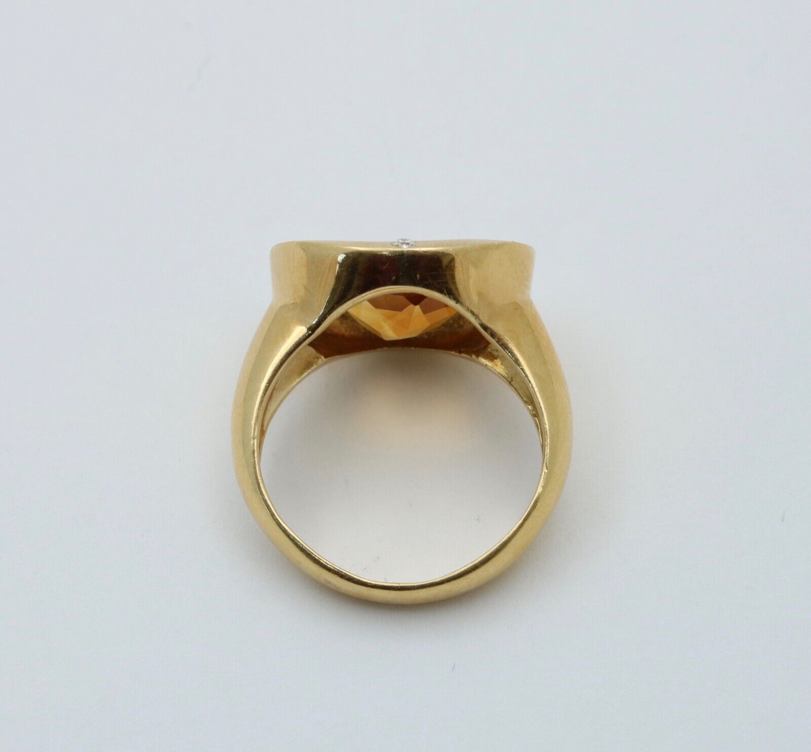 Vintage Unisex Citrine Diamonds 18K Yellow Gold Ring