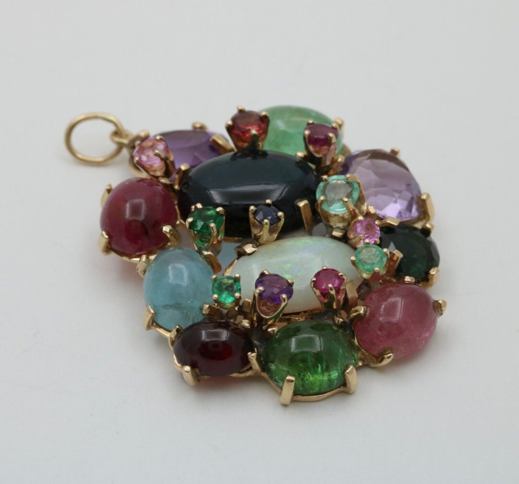 Vintage Multi-stone 14K Yellow Gold Pendant