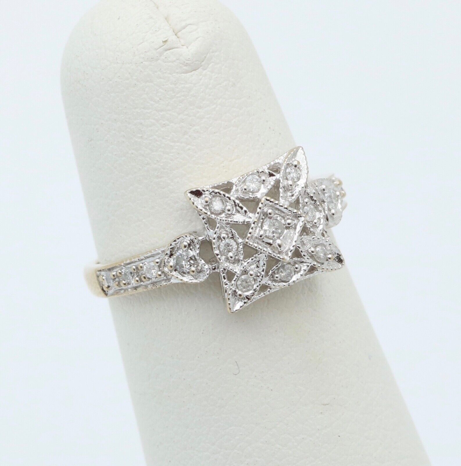 Vintage 14K White Gold Diamond Ring, Engagement Ring