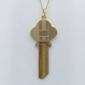 Art Deco Key & Key Cap 14K Yellow Gold Pendant