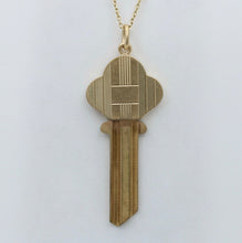 Load image into Gallery viewer, Art Deco Key &amp; Key Cap 14K Yellow Gold Pendant
