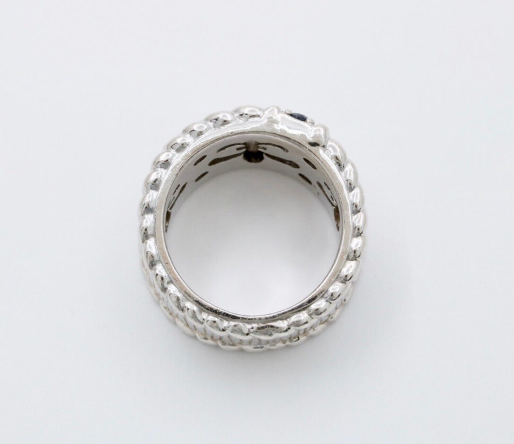 Judith Ripka 925 Sterling Silver Synthetic Stones Wide Band Ring